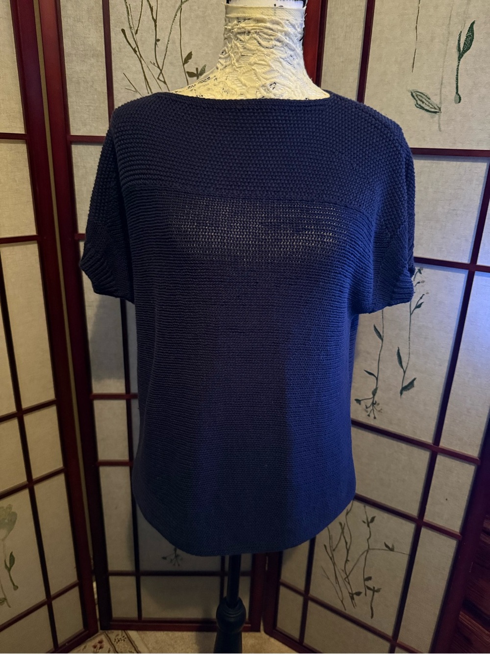 Tommy Bahama Navy Textured Short-Sleeve Knit Top